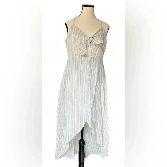 Bisouxx striped high - Low sleeveless wrap dress Sz Large - Picture 2 of 16